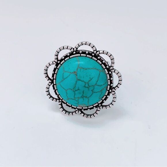 Natural Stone Jewelry - 💍Beautiful Genuine Natural Turquoise Gemstone Ring for Women